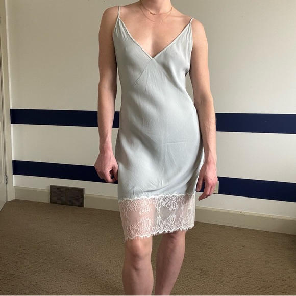 Wilfred Pastel Sage Slip Dress with Lace Detailing - Picture 1 of 6